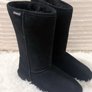 Bearpaw Classic Tall Women's Black Shearling Boots Sz 10
